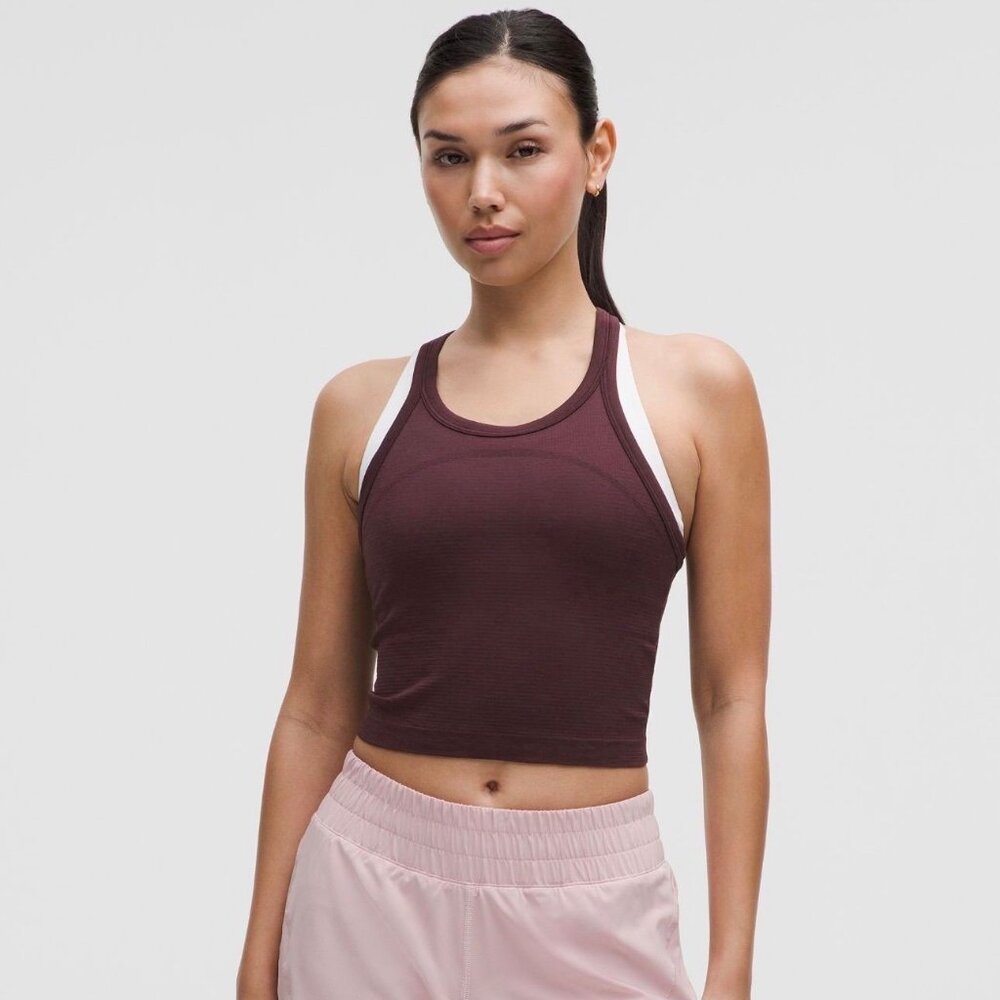 NWT Lululemon Swiftly Tech Cropped Racerback Tank 2.0 Size 12 in Goodnight Plum